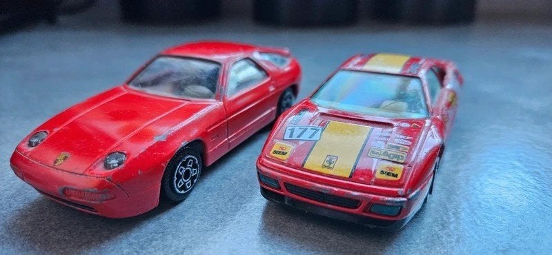 Ferrari 348 tb en Porsche 928 S4 van Bburago. Schaal 1/43., Hobby en Vrije tijd, Ophalen of Verzenden, Gebruikt, Auto, Overige merken