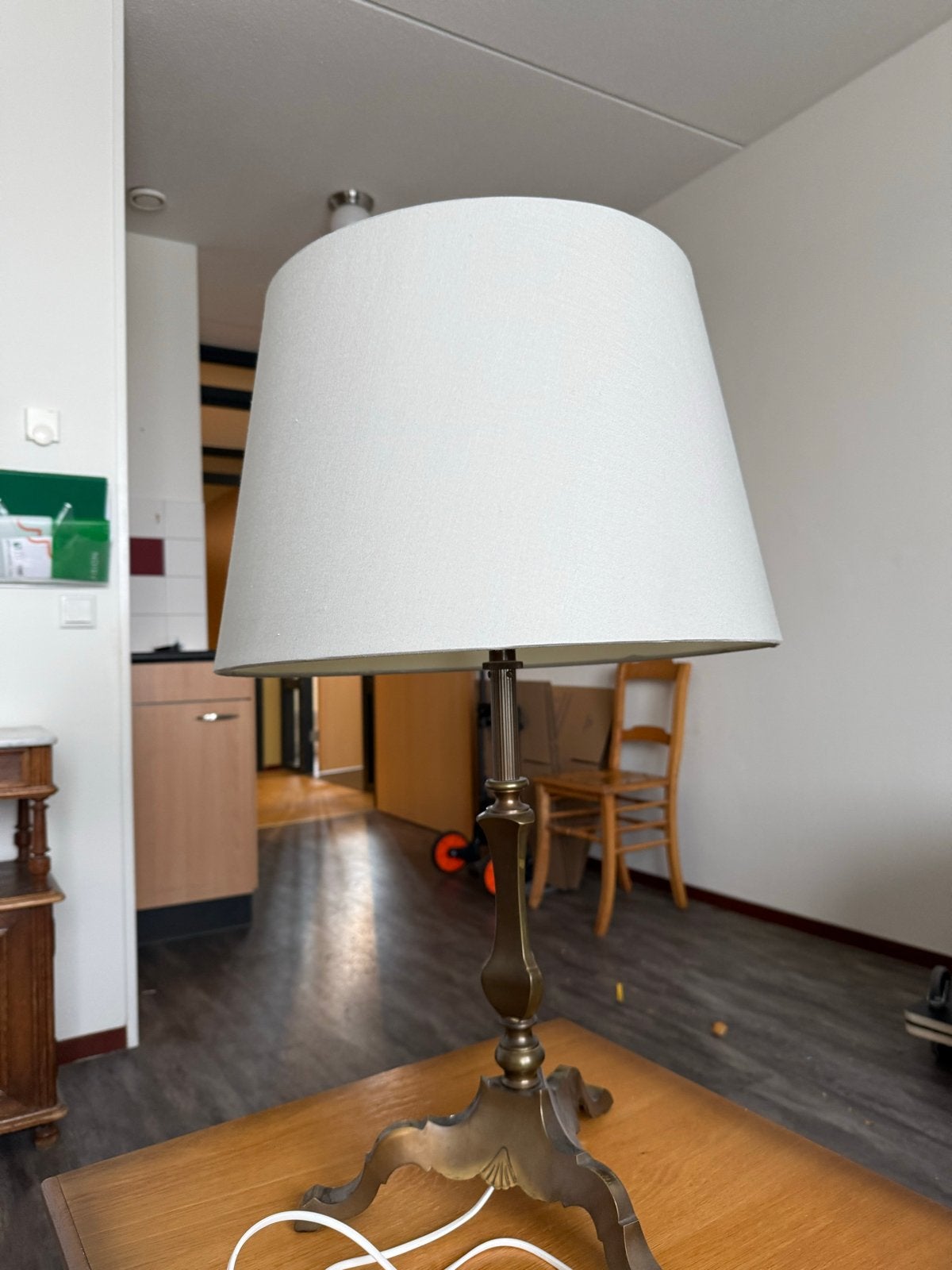 Bronzen tafellamp met Toshiba LED lamp, Ophalen, Gebruikt, Overige merken, E27 (groot)