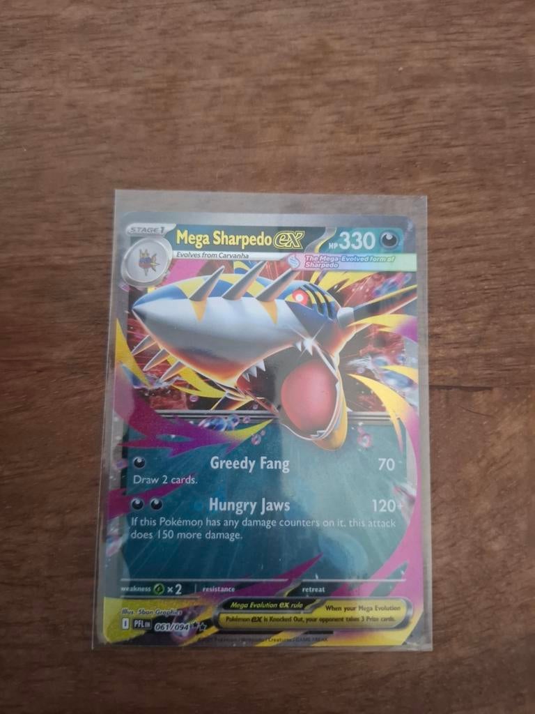 Mega Sharpedo ex #61 Pokemon Phantasmal Flames, Ophalen of Verzenden, Zo goed als nieuw