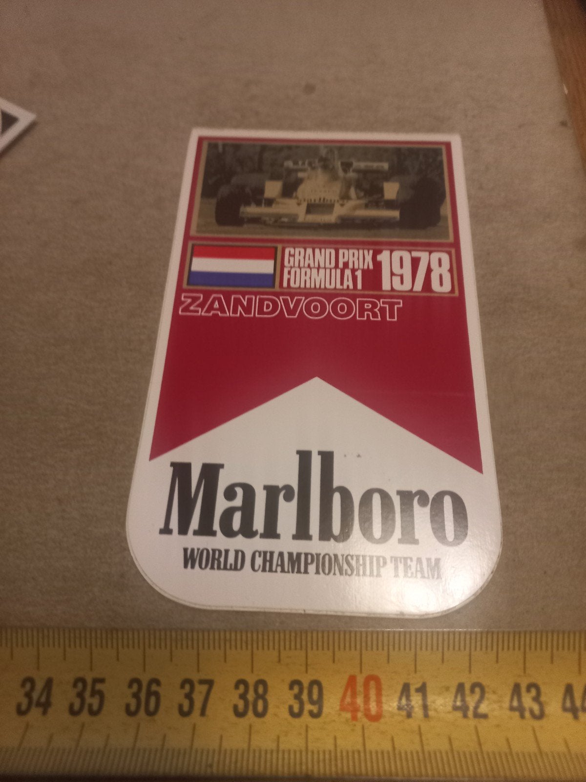 Marlboro Grand Prix Formule 1 Zandvoort 1978 Sticker, Ophalen of Verzenden, Gebruikt