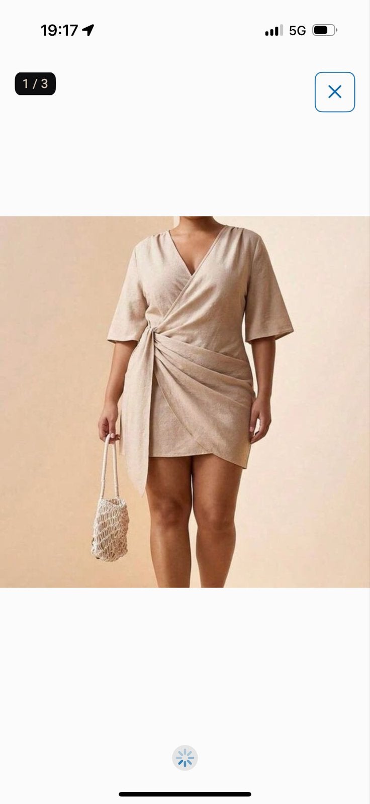 NIEUW beige wikkeljurk met korte mouwen 3XL, Beige, Maat 46/48 (XL) of groter, Nieuw, Ophalen of Verzenden