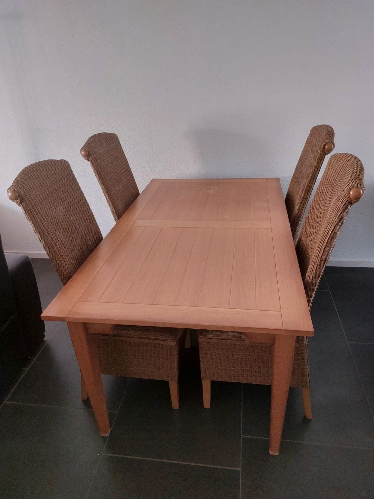 Eethoek met vier stoelen, Huis en Inrichting, Ophalen, Gebruikt, Riet of Rotan, Vier