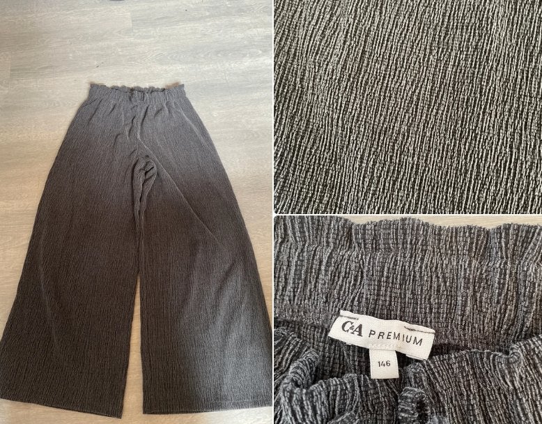 Grijs zwarte nette broek maat 146 wijde pijpen, Kleding | Dames, Ophalen of Verzenden, Zo goed als nieuw, Grijs, Lang