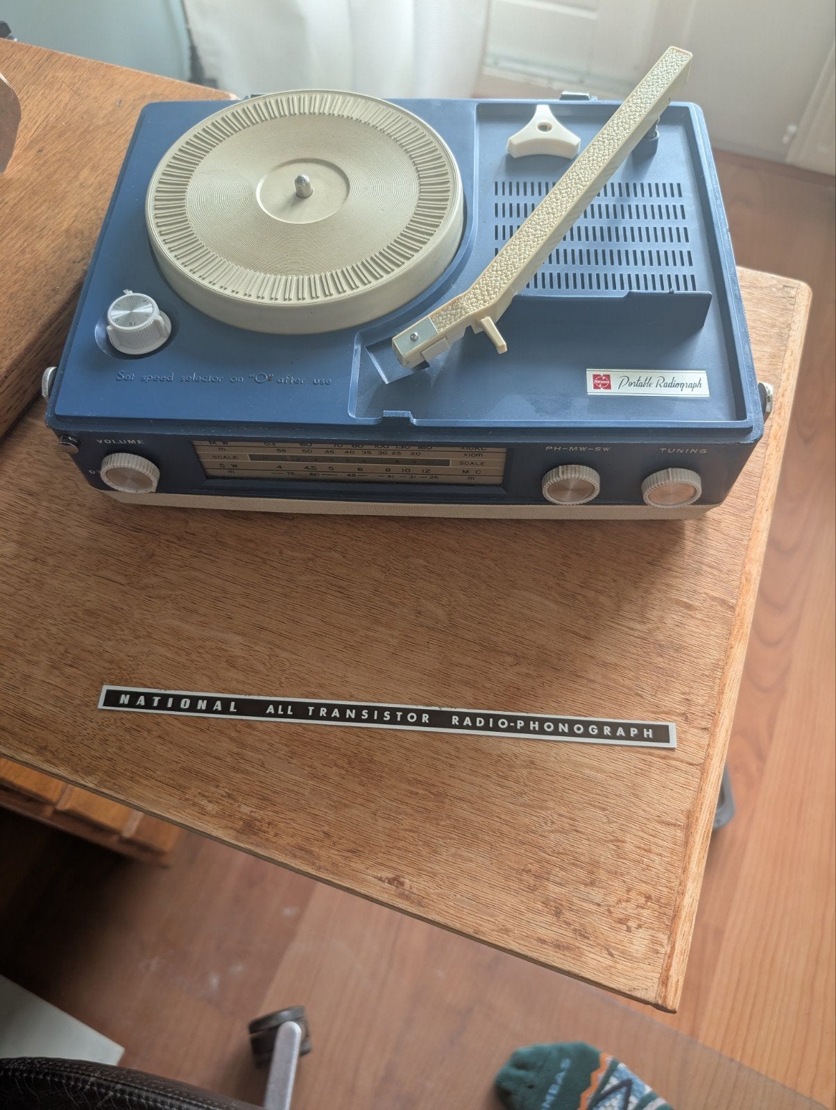 Vintage National All Transistor Radio-Phonograph PH-MW-8W, Ophalen, Gebruikt, Platenspeler, Overige merken