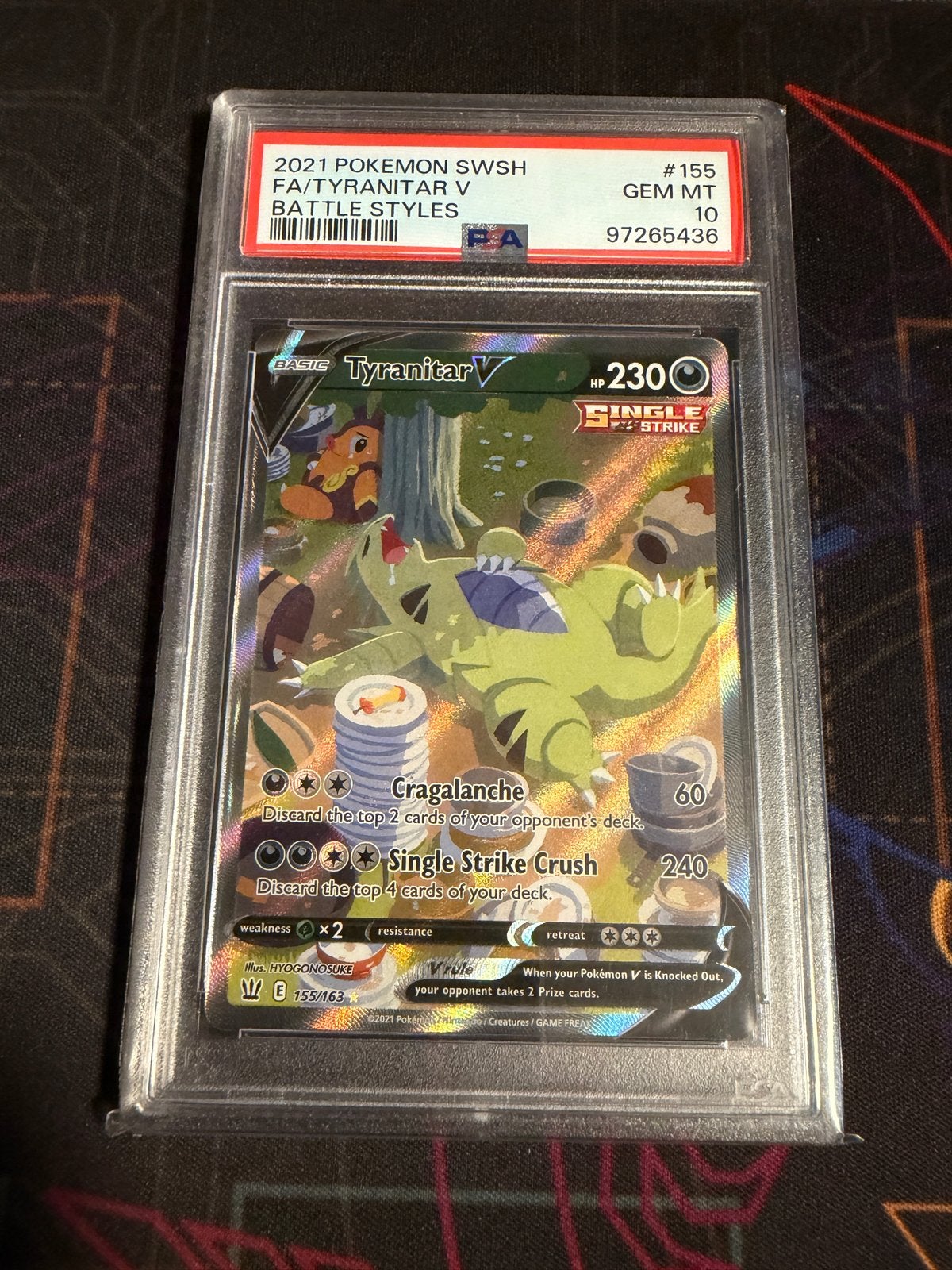 Tyranitar V 155/163 PSA 10 Gem Mint Battle Styles, Ophalen of Verzenden, Nieuw, Losse kaart