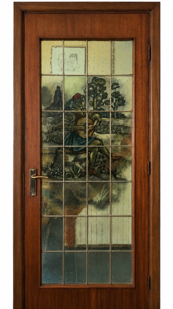 Deur met glas in lood, Doe-het-zelf en Verbouw, Deuren en Horren, Ophalen, 80 tot 100 cm, Binnendeur, Zo goed als nieuw