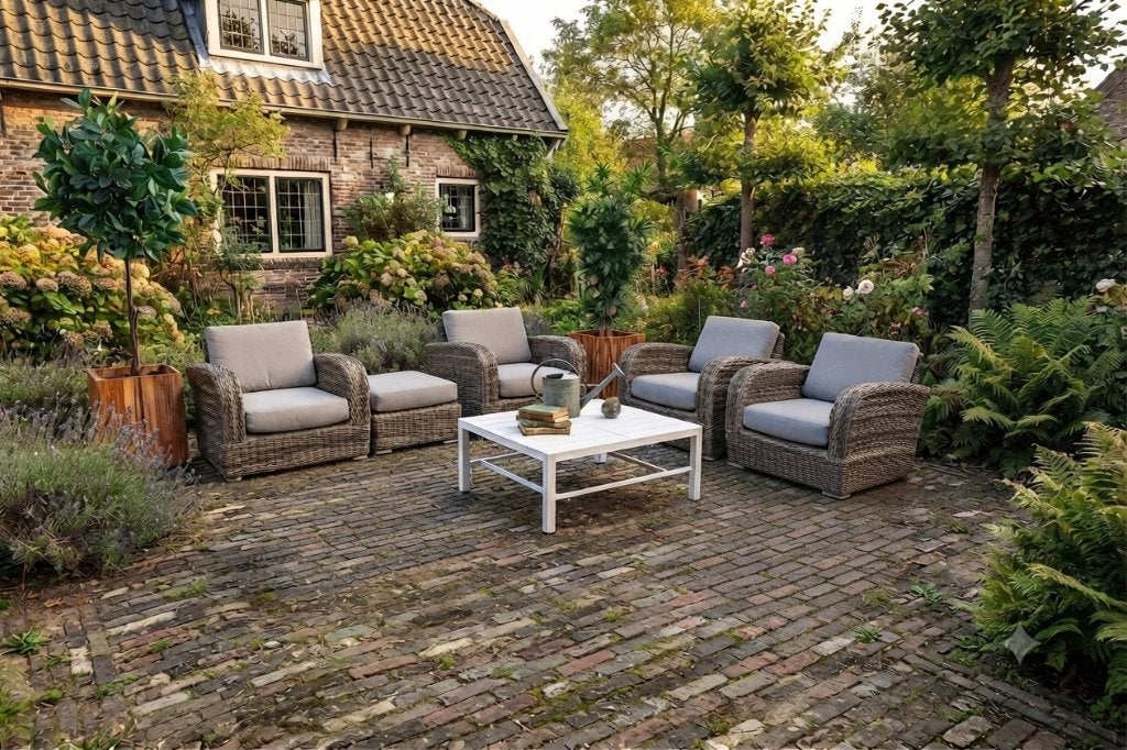 4 Seasons outdoor 4 barabados loungeset met tafel SALE, Ophalen, 4 zitplaatsen, Bijzettafel, Zo goed als nieuw