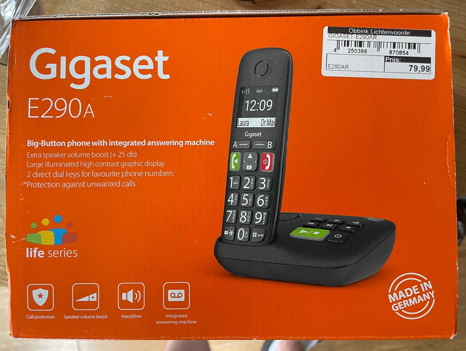 Gigaset E290A - draadloze seniorentelefoon, Ophalen of Verzenden, Nieuw, 1 handset