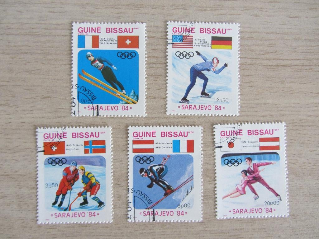 Guine Bissau 1984 Winter Olympic Games Sarajevo Postzegels, Ophalen of Verzenden, Gestempeld, Sport