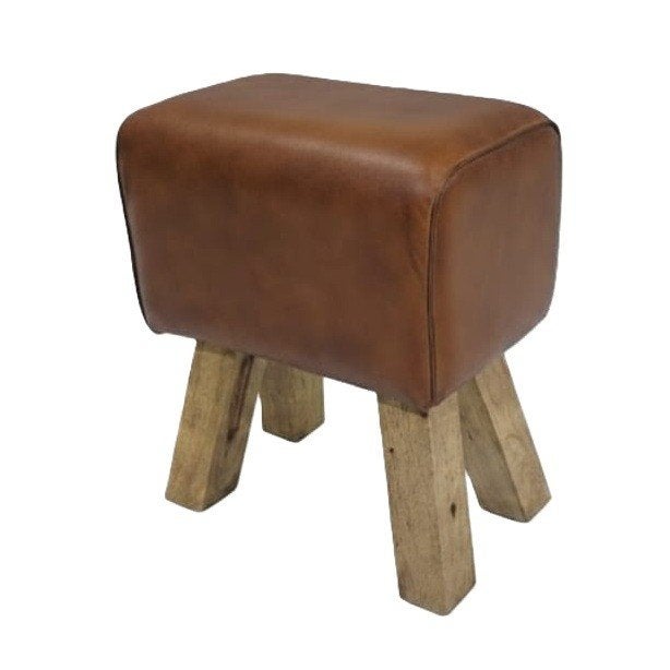 Turnbok Poef Gymbok Bankje Kruk Bruin Cognac Leder Mango, Minder dan 50 cm, Info@dehanzeherten.nl, De Hanze Herten BV, Nieuw