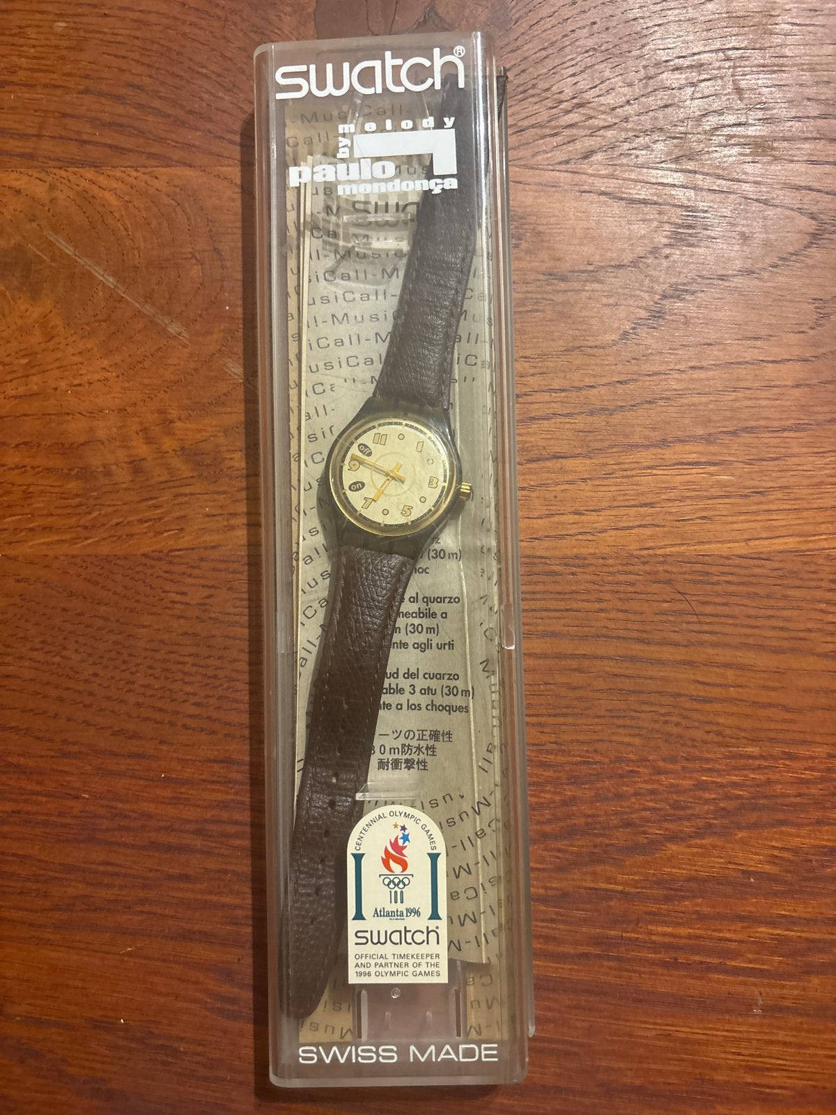Swatch Atlanta 1996 Olympische Spelen Horloge, Kunststof, Leer, Polshorloge, Swatch