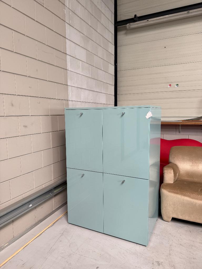 Moderne design kast dressoir hoogglans lichtblauw opbergkast, Ophalen, Overige materialen, Met deur(en), Zo goed als nieuw