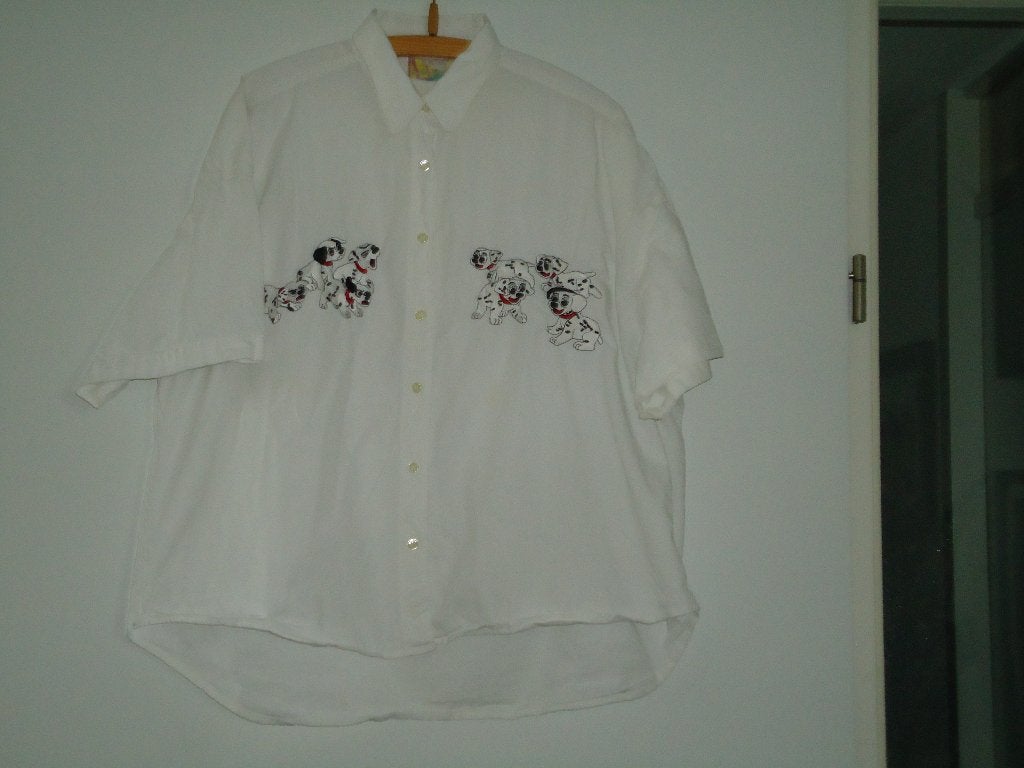 blouse mt l wit met hondenprinten er op korte mouwen, Kleding | Dames, Ophalen of Verzenden, Zo goed als nieuw, Maat 42/44 (L)