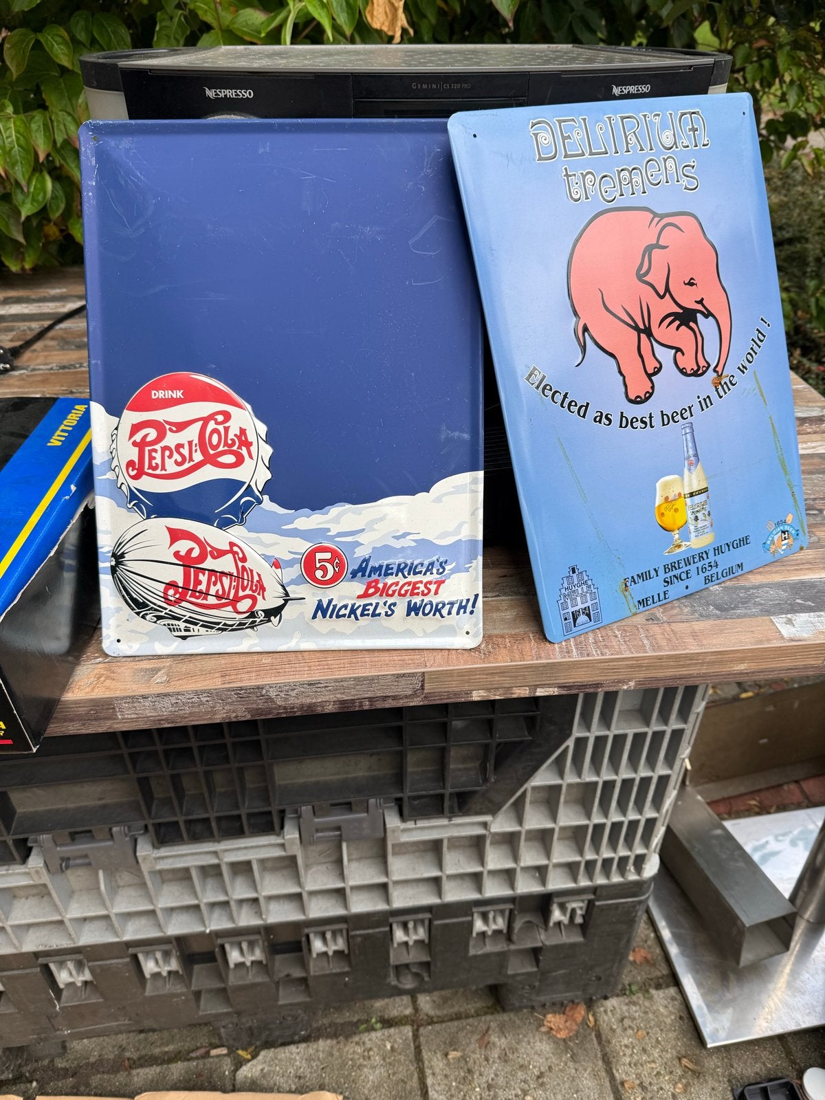 Vintage Reclameborden: Pepsi-Cola, Delirium Tremens & Coca-C, Antiek en Kunst, Ophalen
