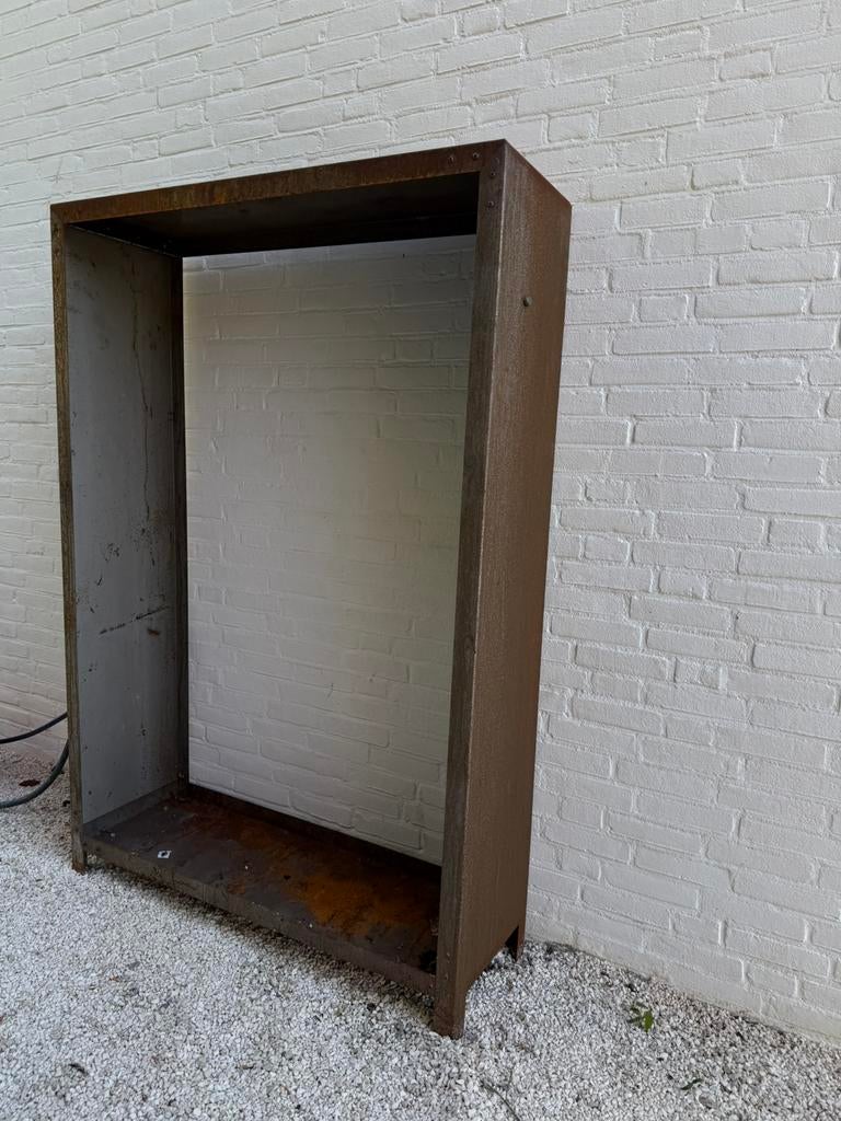 Cortenstaal hout kast, Ophalen, Zo goed als nieuw, Metaal, Overige typen