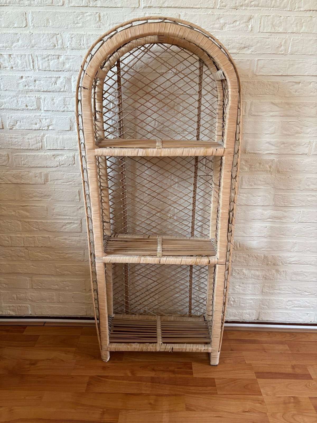 Vintage rotan boekenrek / plantenrek, Ophalen, Gebruikt