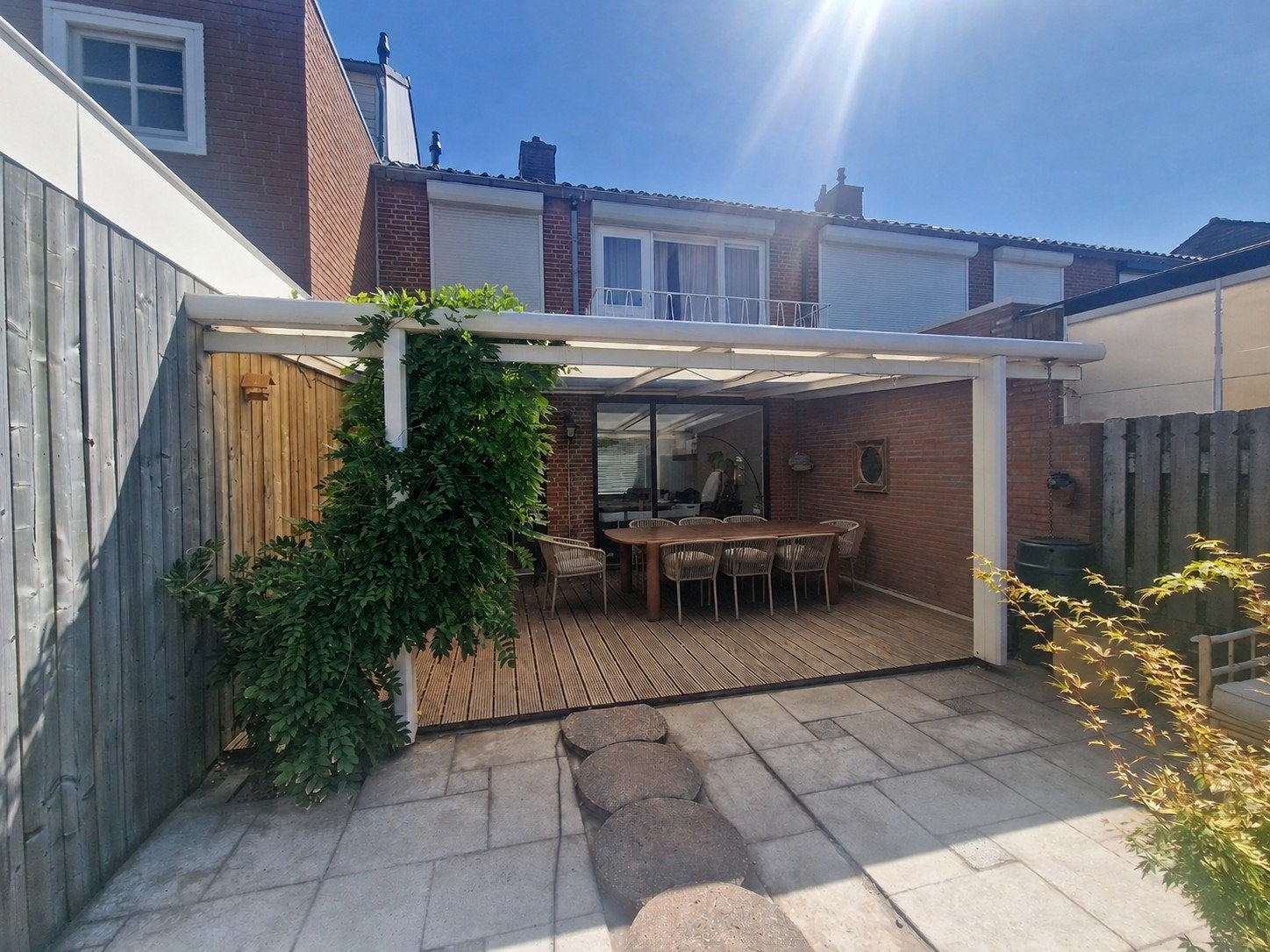 Moderne overkapping voor terras of tuin, wit aluminium, Tuin en Terras, Overkappingen, Ophalen, Gebruikt, Overige typen