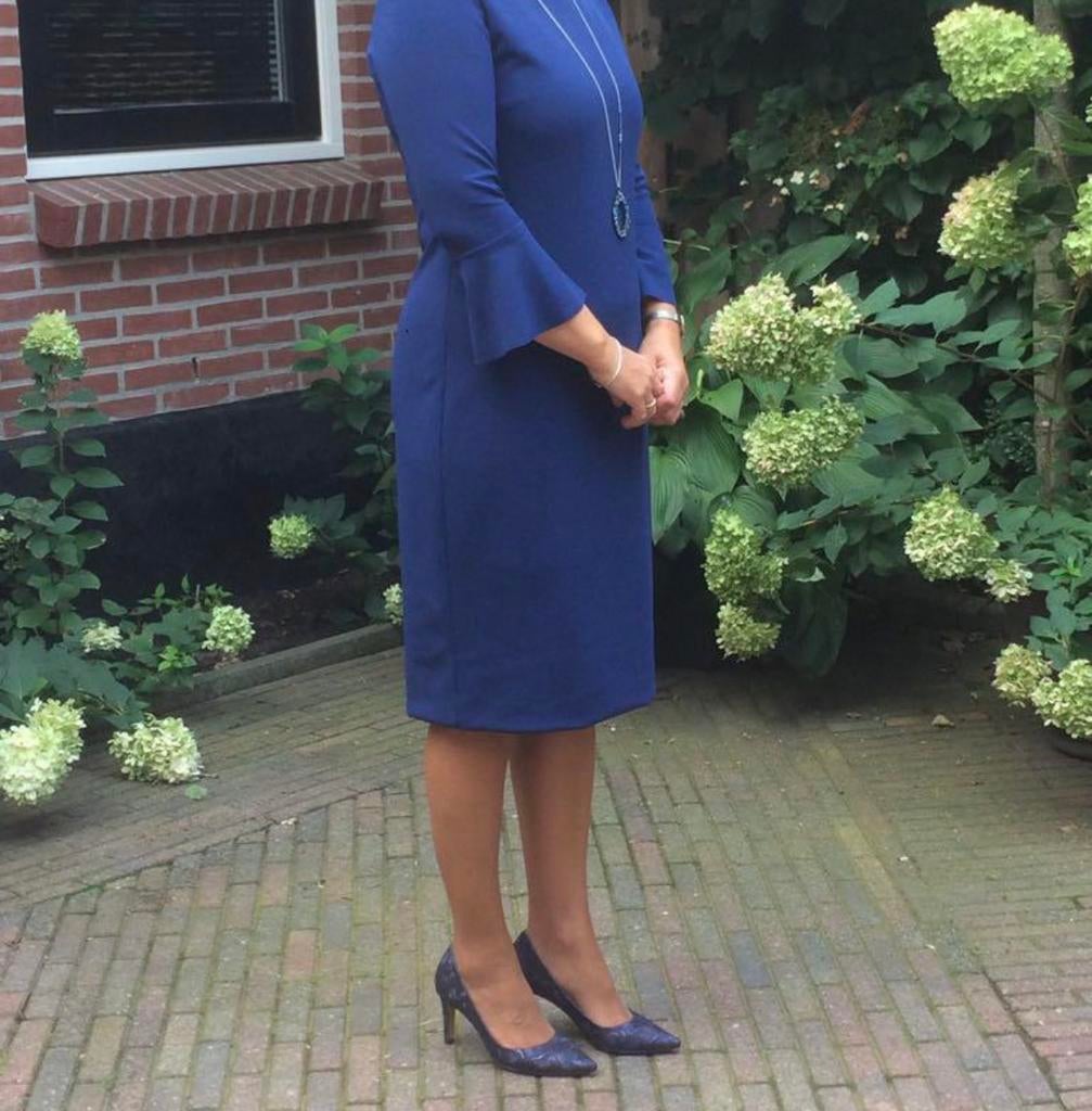 Lily Time  midi jurk!, Maat 38/40 (M), Blauw, Ophalen of Verzenden, Zo goed als nieuw