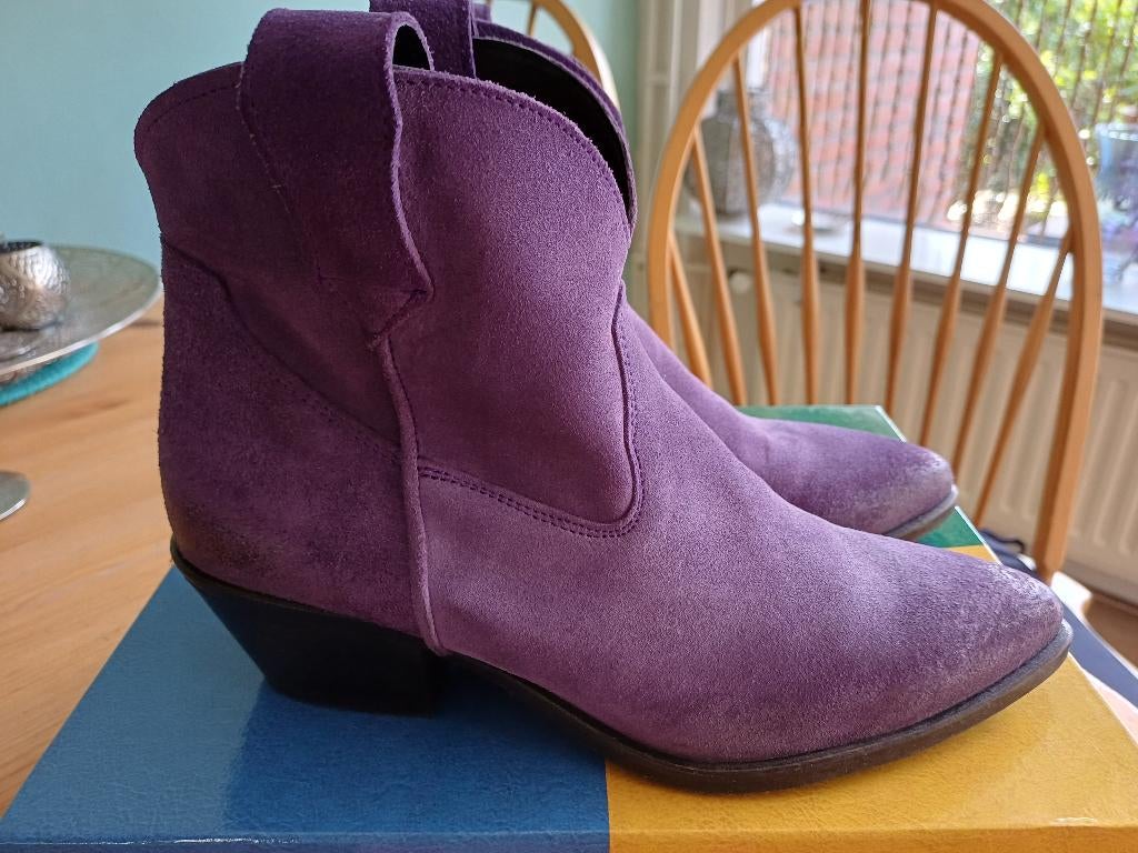 Stoere laarzen Lazamani, western / cowboy, paars leer, mt.40, Overige kleuren, Lage of Enkellaarzen, Ophalen of Verzenden, Lazamani
