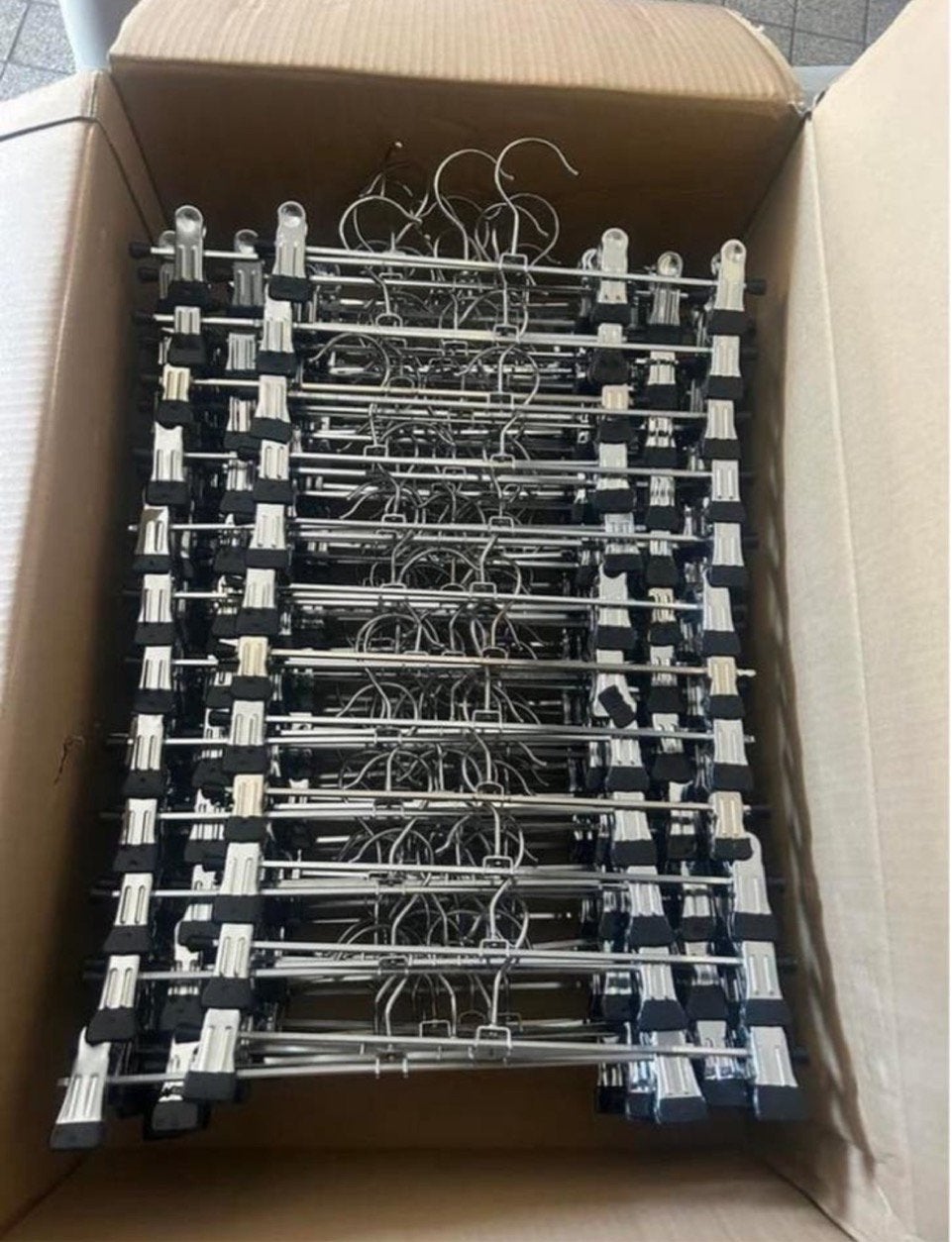 Kledinghanger met knijper metaal 30 cm-doos 144 stuks, Verzenden, Nieuw, Metaal