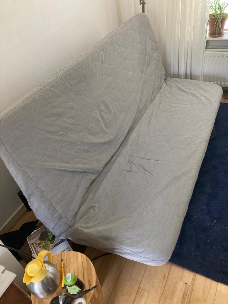 Ikea slaapbank Nyhamn (helemaal netjes, met 3 hoezen), Ophalen, Gebruikt, Grijs, Tweepersoons