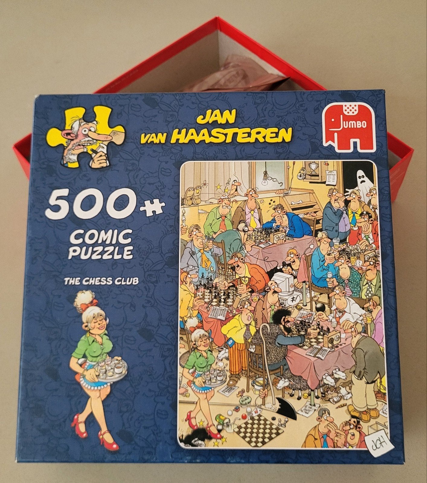 Puzzel 500 stukjes Jan van Haasteren "the chess club", Ophalen of Verzenden, 500 t/m 1500 stukjes, Zo goed als nieuw