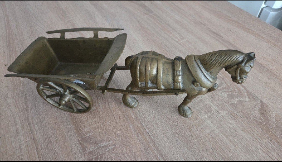 masive koperen paard met wagen, Ophalen of Verzenden
