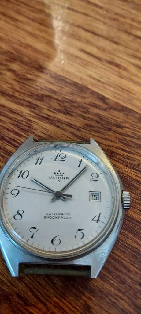Vintage Heren Horloge Automaat - Velona, Overige merken, Staal, Polshorloge, Ophalen of Verzenden
