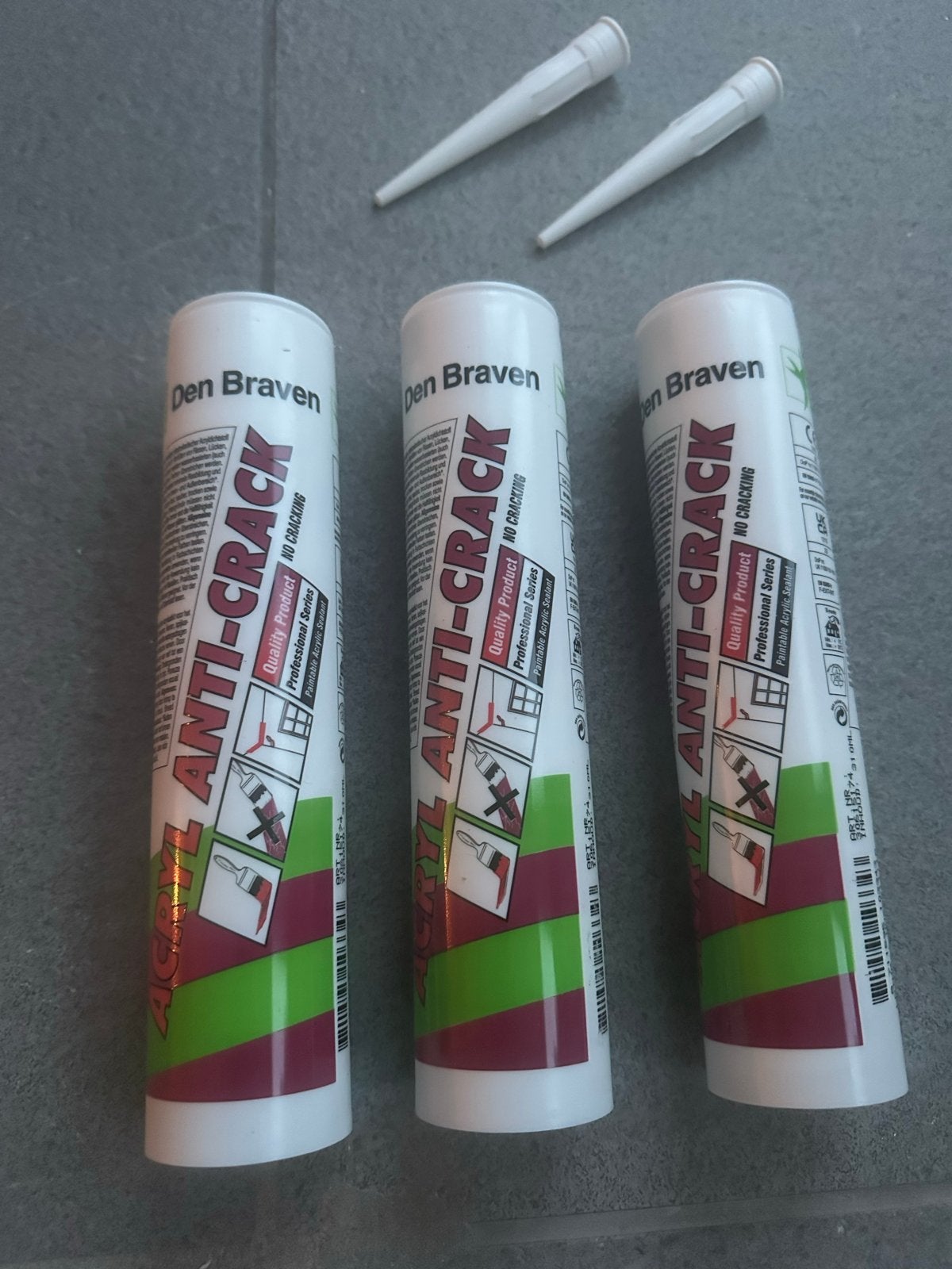 2x Den Braven Acryl Anti-Crack Kit (nieuw), Minder dan 5 liter, Ophalen of Verzenden, Zo goed als nieuw, Wit