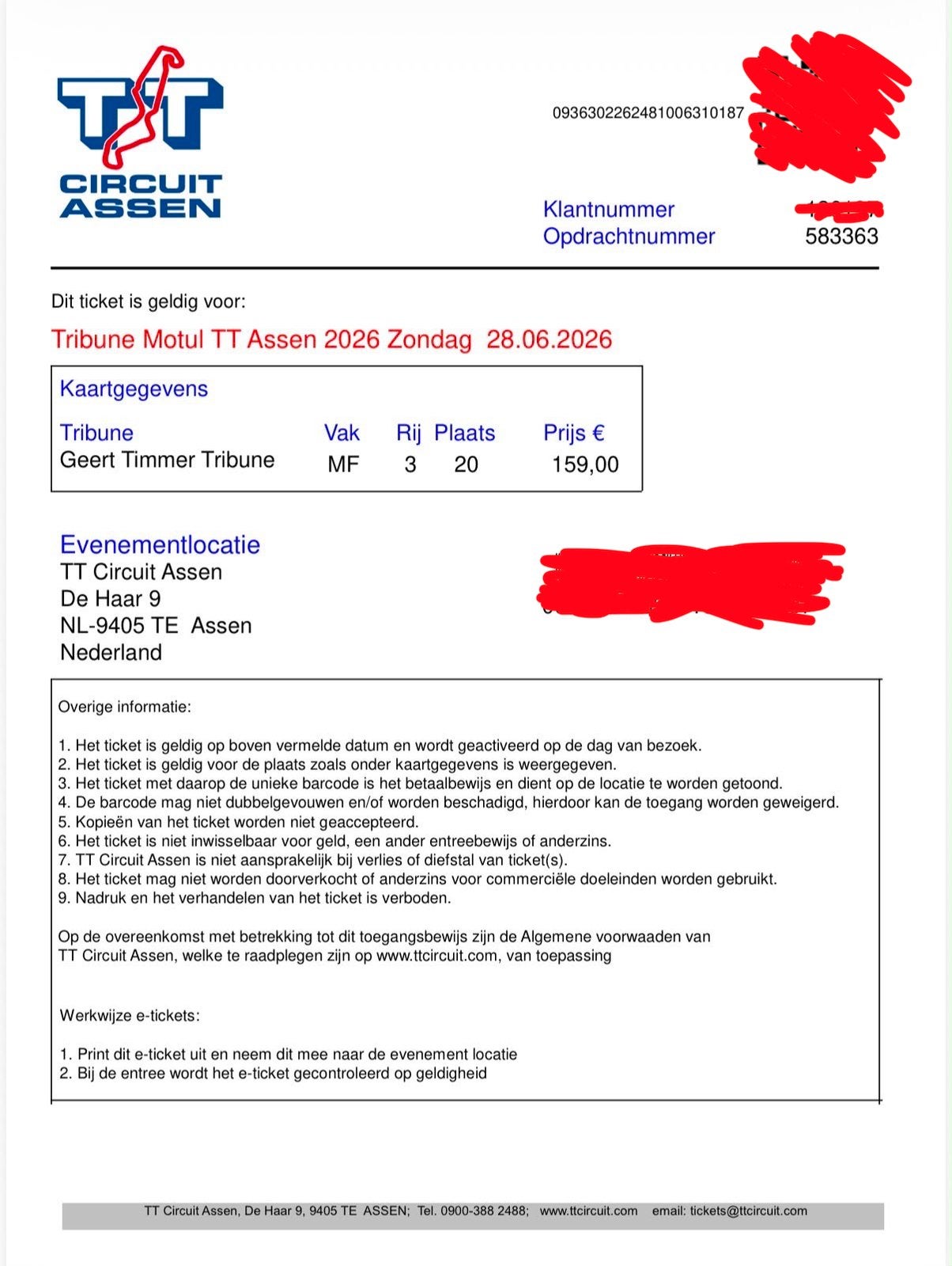 Ticket TT Assen 2026, Tickets en Kaartjes, Eén persoon, Juni