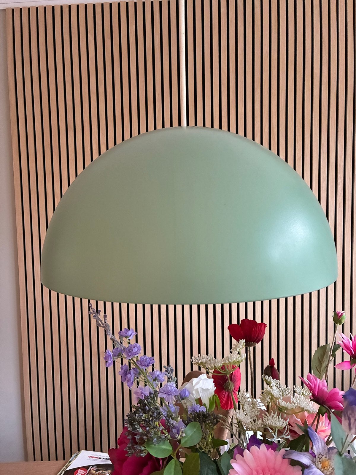 IKEA plafondlamp Brasa 365+, groen geverfd, zeer nette staat, Ophalen of Verzenden, Gebruikt, Metaal, E27 (groot)