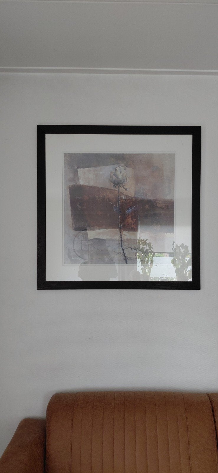 Abstracte kunstprint met roos in lijst, Ophalen