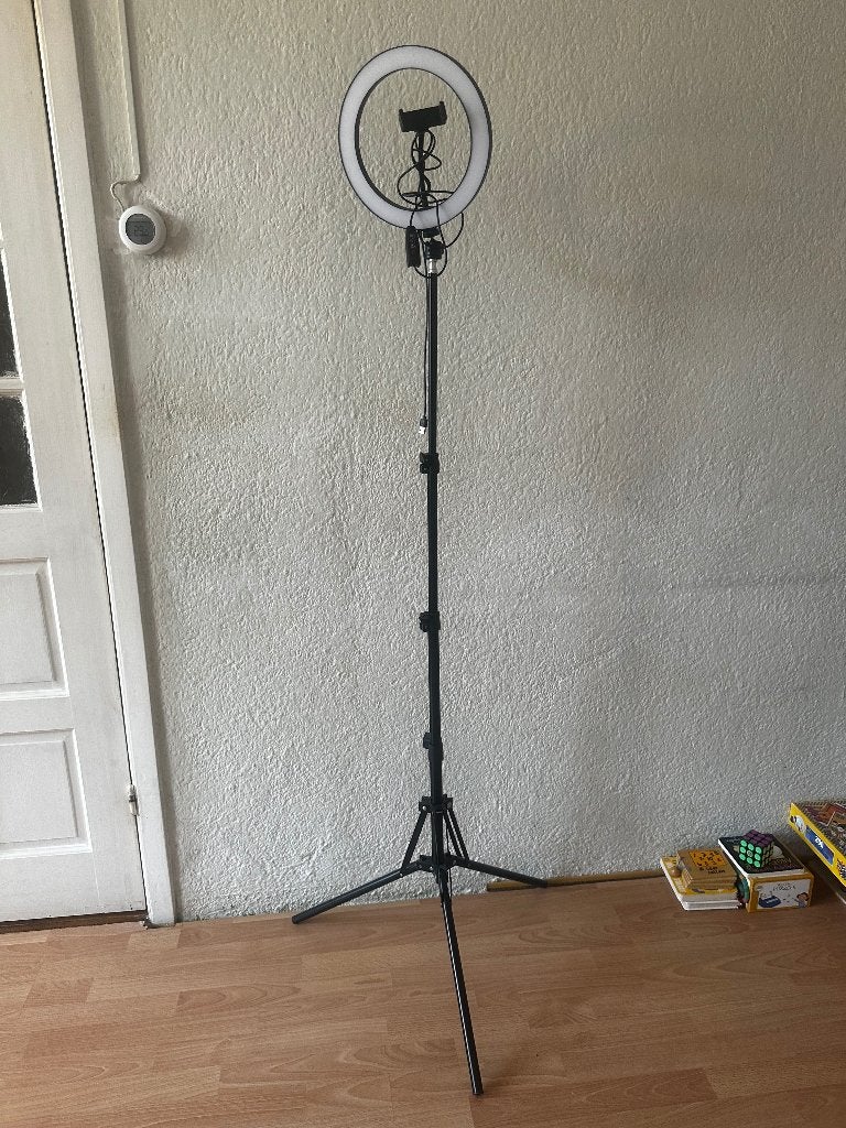 Ringlight met statief en telefoonhouder, Ophalen, Gebruikt, Inclusief statief, Overige merken