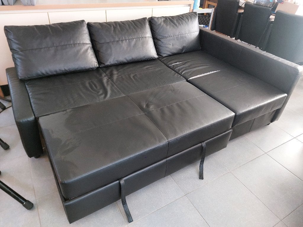 Bank Ikea FRIHETEN Bomstad zwart    µ9z, Ophalen of Verzenden, Gebruikt, Vierpersoons of meer