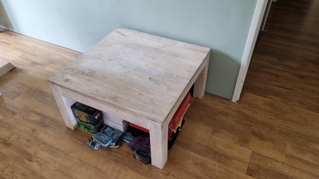 Vierkante houten tafel 80x80 cm, Ophalen, Gebruikt, 50 tot 100 cm, Vierkant