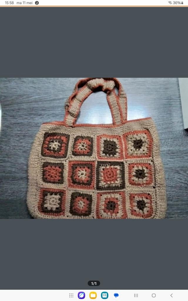 Gehaakte tas granny square, Ophalen of Verzenden, Nieuw, Beige