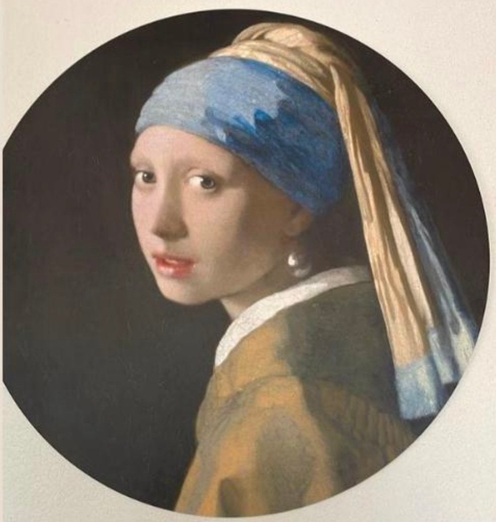 Set van 2 ronde wanddecoraties: Meisje met de Parel & Melkme, Portret of Personen, Overige ondergronden, Ophalen of Verzenden