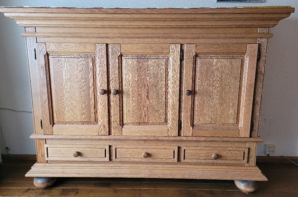 Eiken woonkamerkast Geloogd 235x157x60, Ophalen, Met deur(en), Eikenhout, Zo goed als nieuw