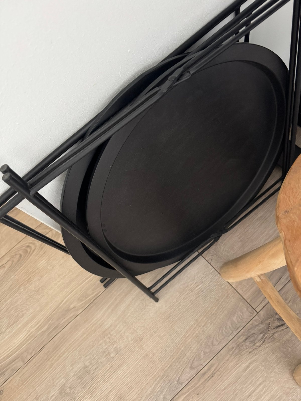 2x bijzettafel Jysk, Minder dan 55 cm, Metaal of Aluminium, Rond, Zo goed als nieuw