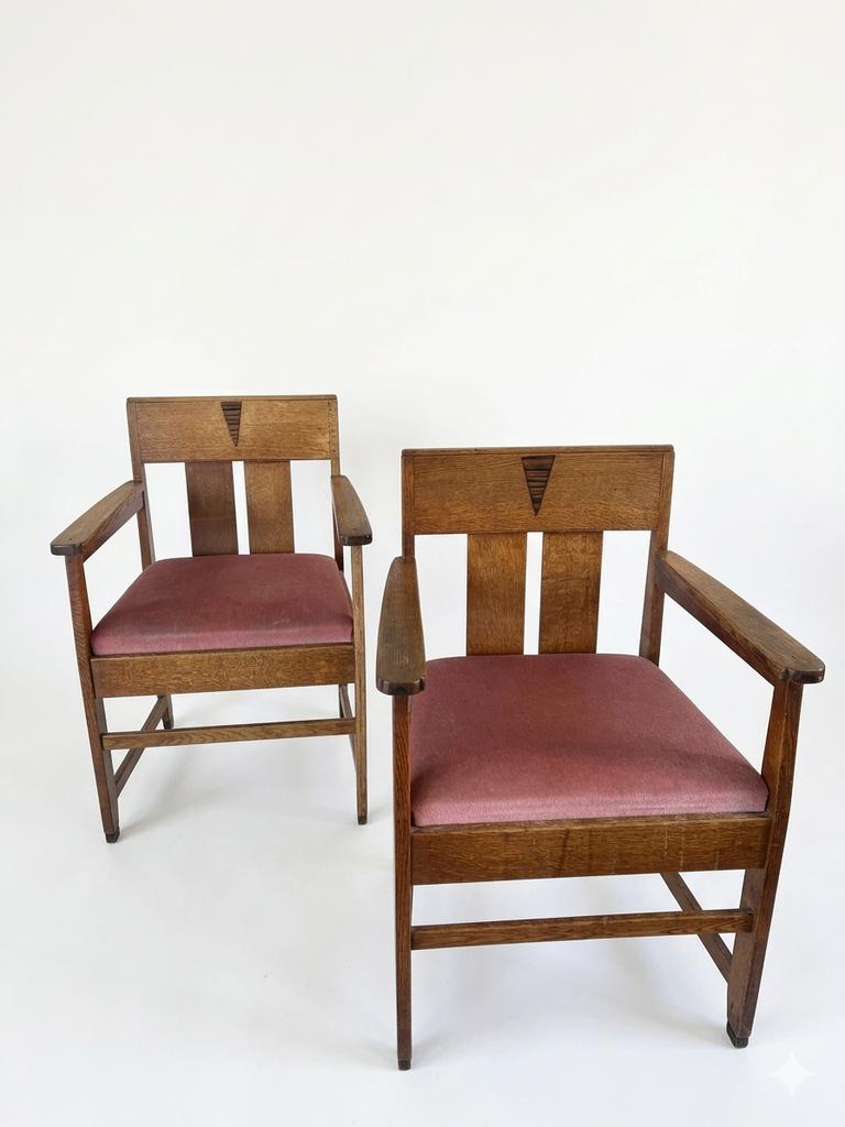 2x stoel / fauteuil Amsterdamse School stijl / Art Deco, Huis en Inrichting, Stoelen, Gebruikt, Twee, Overige kleuren, Onbekend