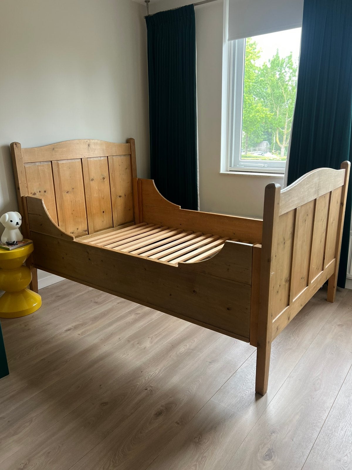 Antiek ledikant, brocante twijfelaar bed 120 x 200, Kinderen en Baby's, Kinderkamer | Bedden, Ophalen, Lattenbodem, 180 cm of meer