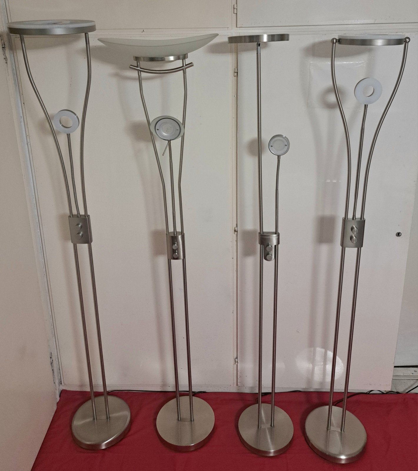 Modern 4 - Vloerlamp LED Staande vloerlamp leeslamp Staalgri, Huis en Inrichting, Lampen | Vloerlampen, Ophalen, Zo goed als nieuw