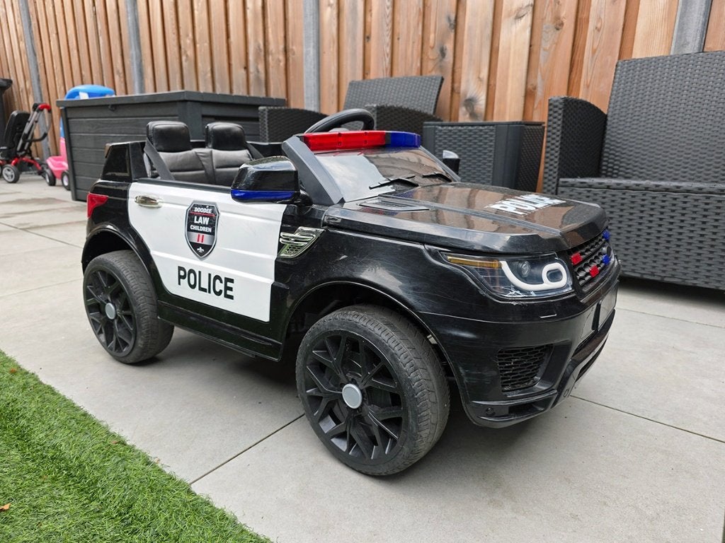 Elektrische politie kinderauto 12V + afstandsbediening, Ophalen, Gebruikt, Afstandsbediening