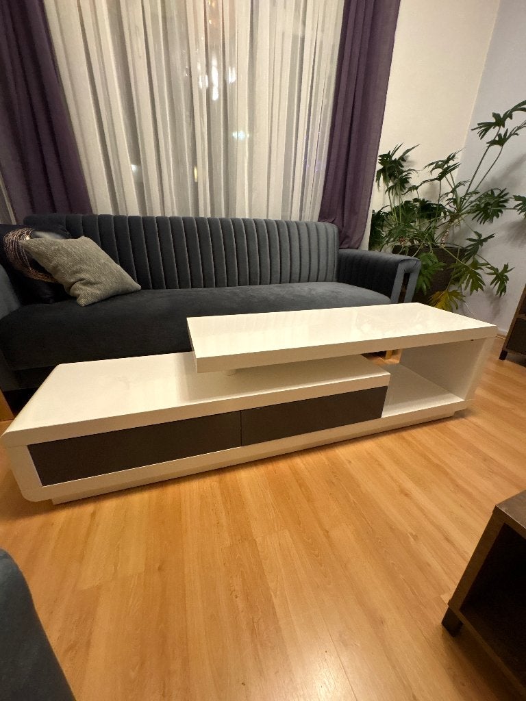Witte tv kast, Ophalen, Gebruikt, 100 tot 150 cm, Modern