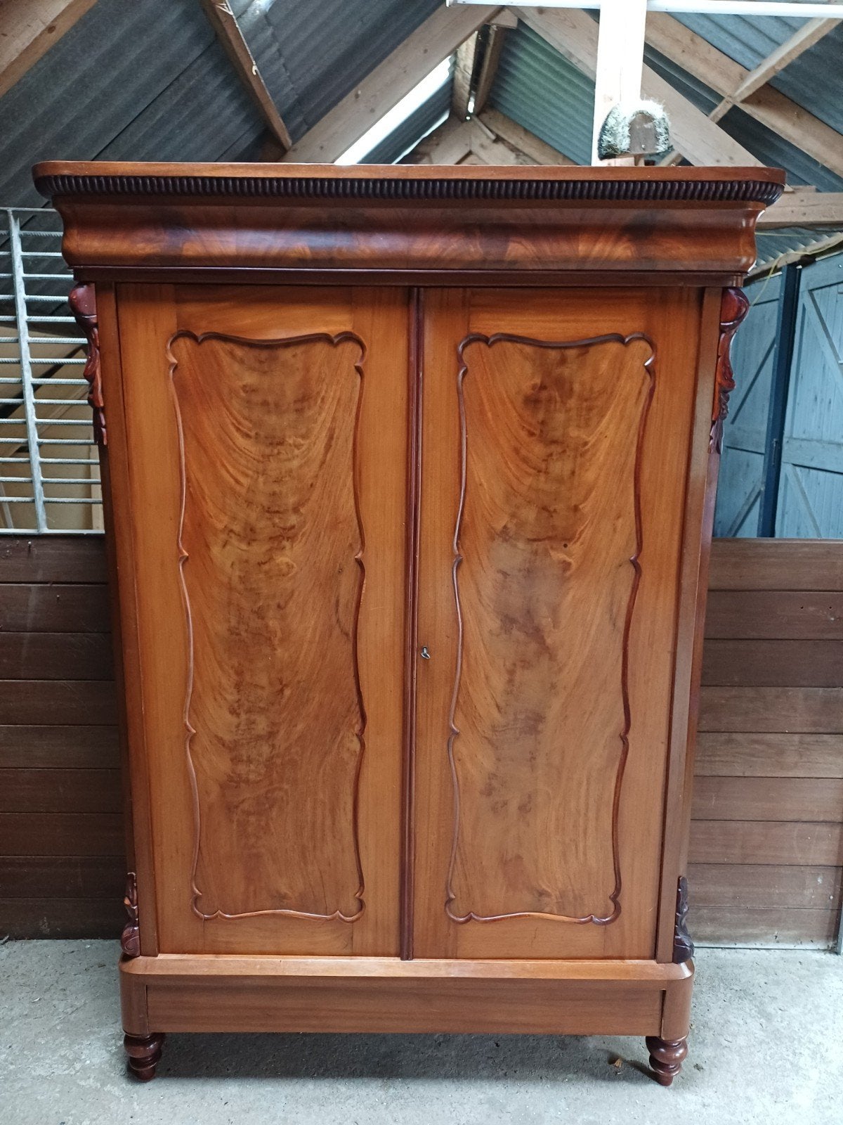 Antiek Brocante mahonie Biedermeier meidenkast., Ophalen