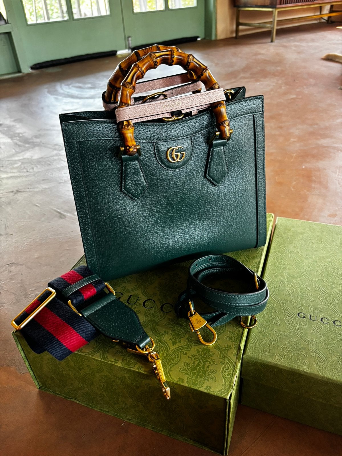 Gucci Diana, donkergroen, Ophalen of Verzenden, Zo goed als nieuw, Groen, Handtas