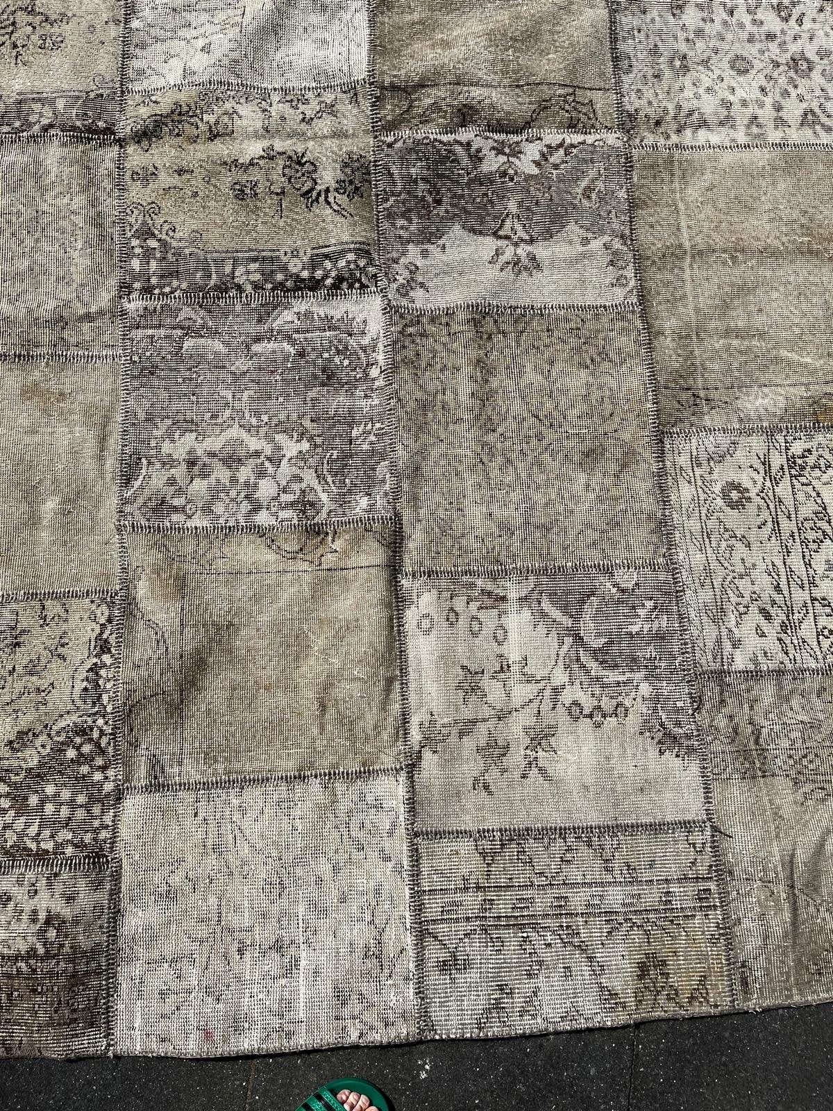 Patchwork Vloerkleed - Grijs/Beige - Vintage Stijl, Ophalen, Gebruikt, 200 cm of meer, 200 cm of meer