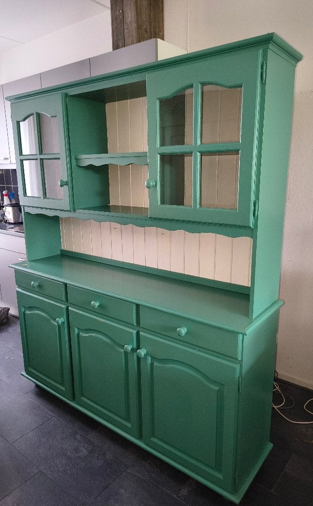Buffetkast, groen/wit geschilderd 183 /150 /40 cm h/b/d, Huis en Inrichting, Kasten | Buffetkasten, Ophalen, Gebruikt, Met deur(en)