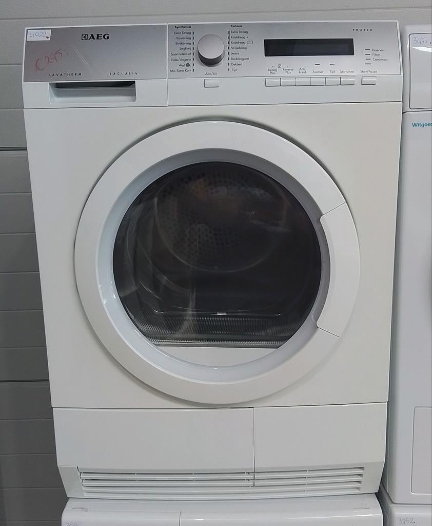 Aeg protex warmtepopmdroger, 6 maand garantie 4022, Ophalen, 6 tot 8 kg, Minder dan 85 cm, Anti-kreukfase