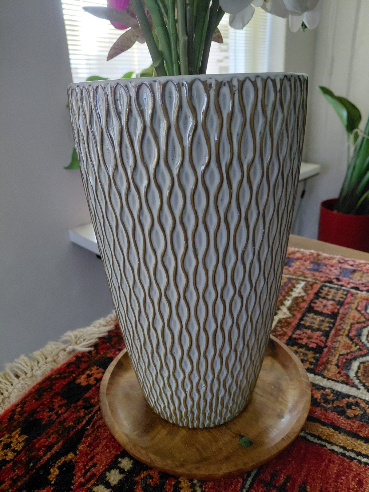 Grote Keramische Vaas met 3D Structuur – Perfecte Staat!, Antiek en Kunst, Ophalen of Verzenden